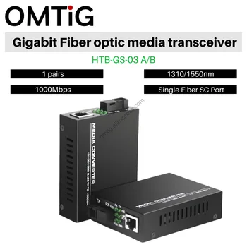 1 Paar HTB-GS-03 A/B Gigabit Fiber Optiline Media Converter 1000Mbps ühemoodilisi Single Kiudaineid KS Sadam 20KM Toide