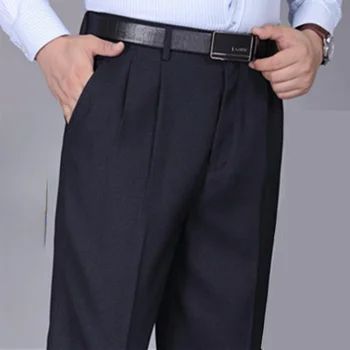 2023 Uus Disain Meeste Kõrge Vöökoht Püksid Tahke Inglismaa Business Casual Ülikond Püksid Vöö Sirge Slim Fit Põhjad Riided A153