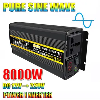 8000W Pure Sine Wave Inverter 12V to 220V 110V Praegune Converter Euroopa Camper Auto Pistikupesa Auto Inverterid