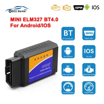 Android/IOS elm327 V1.5 OBD2 ODB2 Bluetooth-Ühilduva 4.0 ELM 327 V 1 5 Auto-Koodi Lugeja OBD-2 Auto Diagnostika Scanner Tool