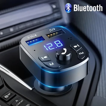 Auto Bluetooth Handfree 5.0 FM-Transmitter-Car Kit MP3-Mängija-Vabad Kõlar, Audio Coche Adapter Vastuvõtja USB-kiirlaadija