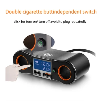 Auto Dual USB Laadija sigaretisüütaja Jagaja Adapter autokomplekti Koos Pinge Ekraan Kiire Laadija Mobiiltelefoni