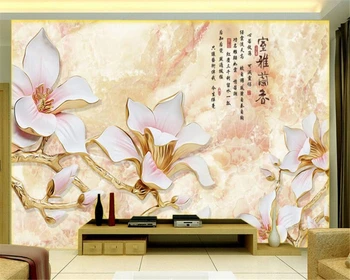 Beibehang 3d tapeet valge magnoolia värv nikerdamist kõrge - klassi tuba Lan Xiang TV taustaks elutuba, magamistuba murals tapeet
