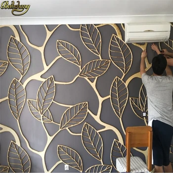 beibehang custom Sissepressitud Kuldne lehed Pannoo jaoks Taustapildi elutoas TV Taust foto Maali Seina paber Kodu Kaunistamiseks