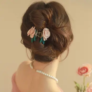 Hairgrips Pidu Candy Värv Roosa Lill Klambri Külge Peakatet Headdress Camellia Juuksed Claw Flower Naiste Hai Klipp Korea Juuksed Clip