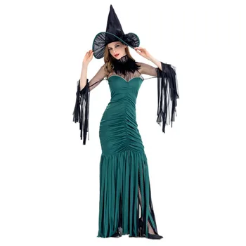 Halloween Coswear Täiskasvanud Teesklus Pool Kleit Nõid Pintslite Komplekt Goethe Nõid Seksikas Naiste Cosplay