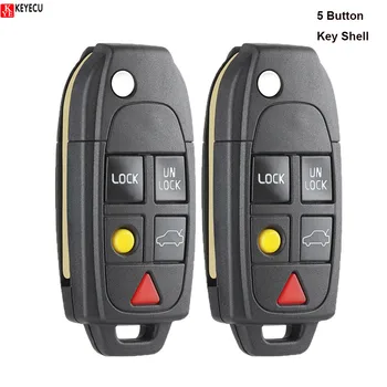 KEYECU 2TK Klapp 5 Button Remote Key Juhul FOB Asendaja VOLVO S60 S80 ja V70 XC70 XC90
