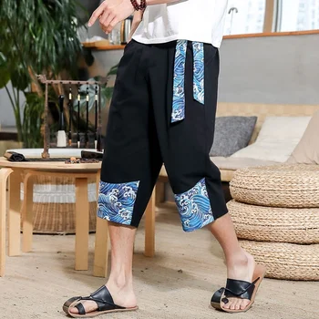 Kimono Püksid Streetwear, Traditsiooniline Hiina Riided Meestele, Lai Jalg Jaapani Linased Püksid Kottis Hipi Püksid Meestele FF2820
