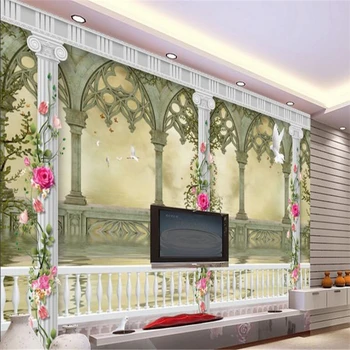 kohandatud Suure tapeet 3d-Rooma veerus esteetiline Imedemaa elutuba, magamistuba taustaks glitter seina paber 3d-de Papel parede