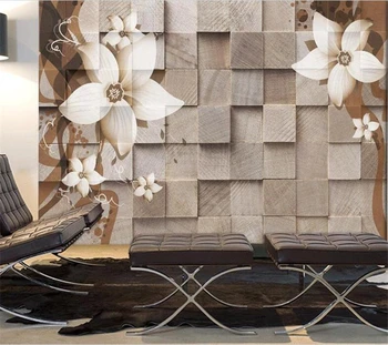 Kohandatud taustpildi 3D puit juhatuse lill seinamaaling isiksuse elutuba, magamistuba restoran taust seina kaunistamiseks maali обои