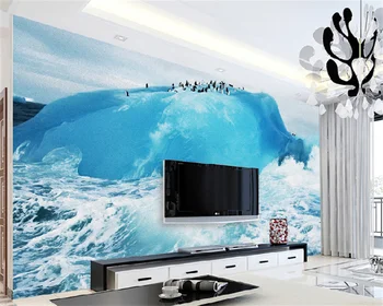 Kohandatud taustpildi HD 3D Põhjamaade Arktika lahe glacier blue ocean elutoas TV taust dekoratiivse seina maali seinamaaling tapety