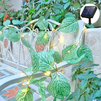 LED Solar String Tuled Taime Lehed Väljas Päikese Valgustus Veekindel jõuluehe Rotangist Kerge Vanik Aed Haldjas Lamp