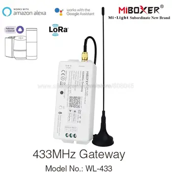 MiBoxer WL-433 433MHz Gateway 2,4 GHz RF Wireless WiFi Remote APP hääljuhtimine jaoks MiBoxer LoRa Seeria RGBCCT LED Valgus