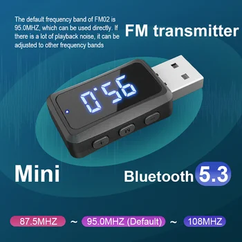 Mini Bluetooth-5.3 USB FM-Saatja-Vastuvõtja koos LED-Ekraan Handsfree Kõne Auto Kit Auto Wireless Audio Fm-Raadio