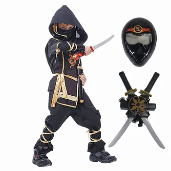 Must Ninja Kostüüm Anime Ninja Mänguasja Komplekt Võitlus Samurai Kostüüm Mask Laste Puhkus Parim Kingitus