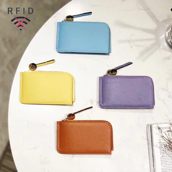 Naturaalsest Nahast naiste rahakott Mood Lukuga väike rahakott luksuslik disain, Lühike RFID-Kaardi Hoidik cowhide candy värvi mini raha kotti