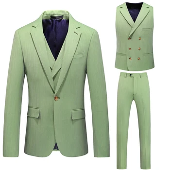 (Pintsak+Püksid+Vest) 2023 Uus Meeste Ülikonnad 3 Tükki Set Mehed Business Casual Pulmapidu Mees Blazer Mood Slim Fit Sobib