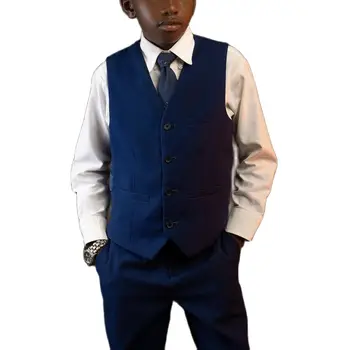 Poisi Ülikond Slim Fit 2 Kootud Vest, Millel on Pikk Ülikonna Püksid Klassikalised Tahked Värvi Ühe Karavan Ametlik Vest Partei Laste Komplektid