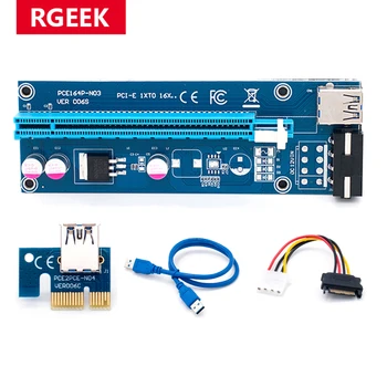 RGeek USB 3.0 PCI-E Pci e Ärkaja 1X 4x 8x 16x Extender Ärkajatele Kaardi Adapter PCI-Express SATA Pcie 15pin Mees, et 4pin Power Cable