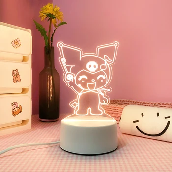 Sanrio Hello Kitty Kuromi Minu Meloodia Cinnamoroll Öö Valguses Cartoon 3D Tabel Lamp Magamistuba Armas Öö LED Lamp Loominguline Kingitus