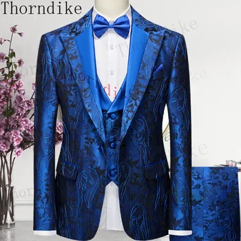 Thorndike ( Jope + Vest + Püksid ) Uus Kuninglik Sinine Meeste Ülikonnad, Mis On Kohandatud Thorndike Kostüüm Homme Vabaaja Äri Ametliku Pulm
