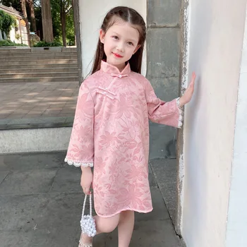 Tüdruk Traditsiooniline Hiina Cheongsam Hanfu Kleit Lapsed Printsess Kostüüm Pulm Aodai Laste Qipao Õie Vestidos Õhtu Pool