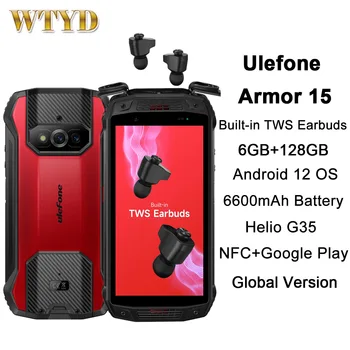 Ulefone Armor 15 Karm Telefon 6GB+128GB 6600mAh Sisseehitatud TWS Earbud 5.45 tolline Android 12 Helio G35 4G NFC-Nutitelefoni Ülemaailmse Versioonide
