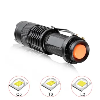 Ultra Bright Portable LED Taskulamp 18650 14500 L2 T6 Q5 Laterna Reguleeritav Fookus Tõrvik Väljas Telkimine Avarii Kerge