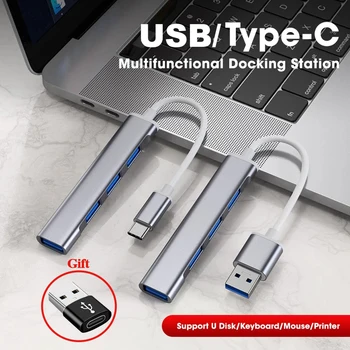 USB 3.0 Hub 4 Ports USB-Jaoturi Dock Station OTG Adapter C-Tüüpi Keskuste Huawei Xiaomi Macbook Pro Air Sülearvuti Tarvikud