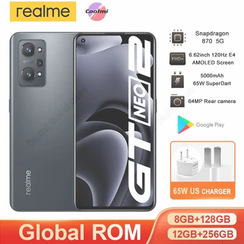 Ülemaailmse ROM Realme GT NEO 2 8GB 256GB Nutitelefoni Snapdragon 870 Okta Core 6.62