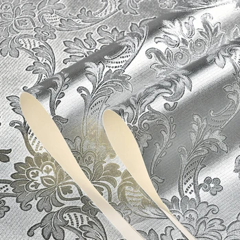 Luksuslik Hõbedane Damascus Tapeedi Rulli Magamistuba, elutuba Damast Seina Paber-Reflective Ktv Taustapildid Gold Foil de papel parede