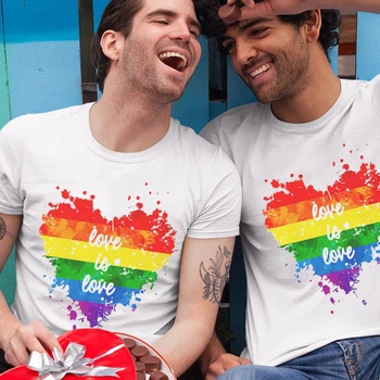 Armastus On Armastus Südames Hipster TShirts LGBT Pride Kuu Homo -, Bi-ja Transseksuaalide Mehed Streetwear T-Särk O Kaela Armastus Võidab Tee