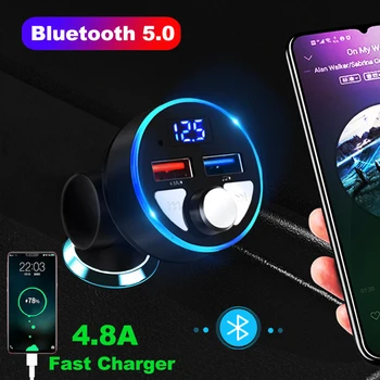 Bluetooth-5.0 Audio-MP3-Mängija käed-Vabad autovarustus FM-Saatja 4.8 USB-kiirlaadija Auto Autod USB-pendrive muusika