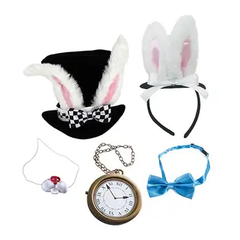 Lihavõtted Valge Küülik Kostüüm Sätestatud Bunny Kleit üles Peapael Mütsi Fancy Kleit 5tk jaoks Unisex Naiste Pool Halloween