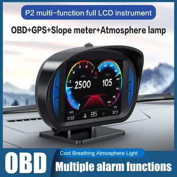P2 Head Up Display OBD2 GPS-Dual Süsteemi Digtial Vee-Õli Temp Turbo Vajutage lnclinometer HUD Auto Gauge Auto Spidomeeter Elektrooniline