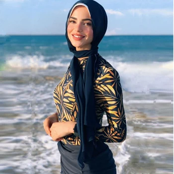 Tagasihoidlik Naiste Ujumine Moslemi Supelrõivad Beach Kanda Islami Naiste Ujumistrikoo 3-osaline Komplekt Ujuda Masti Pluss Suurus